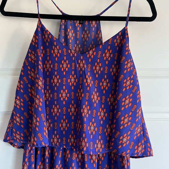 Blue and Orange Patterned Maxi Dress - Picture 2 of 3